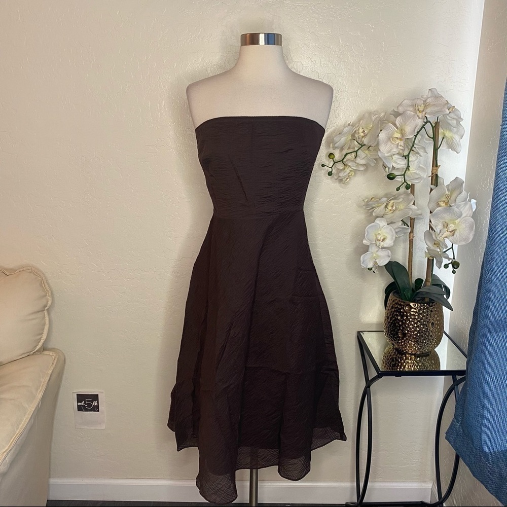 J. Crew Brown Women's Size 6 Strapless Seersucker